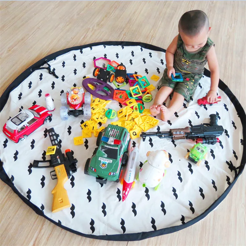 

Multi-Func Portable Baby Play Mat Kids Toy Storage Bag Picnic Blanket Toys Organizer box printed Practical Storage Bags