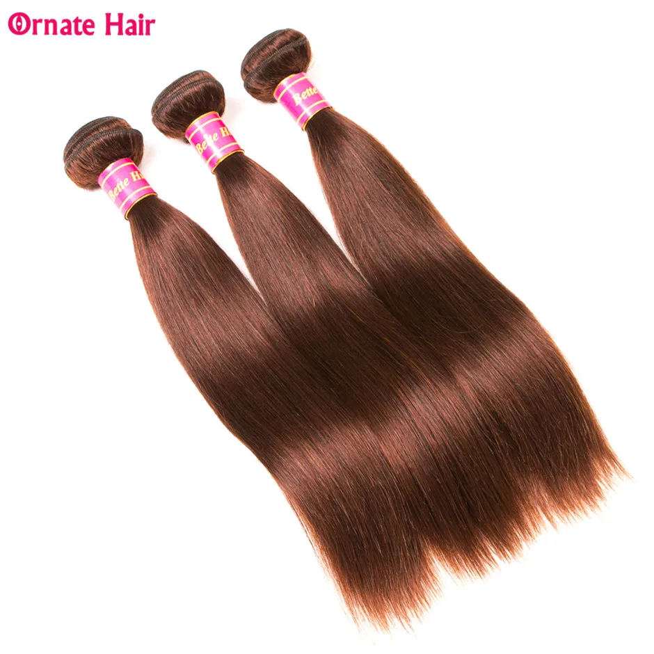 Бразильские прямые человеческие волосы Weave 3 Связки 100% человеческих волос темно-коричневый не Реми волосы Бесплатная доставка из США