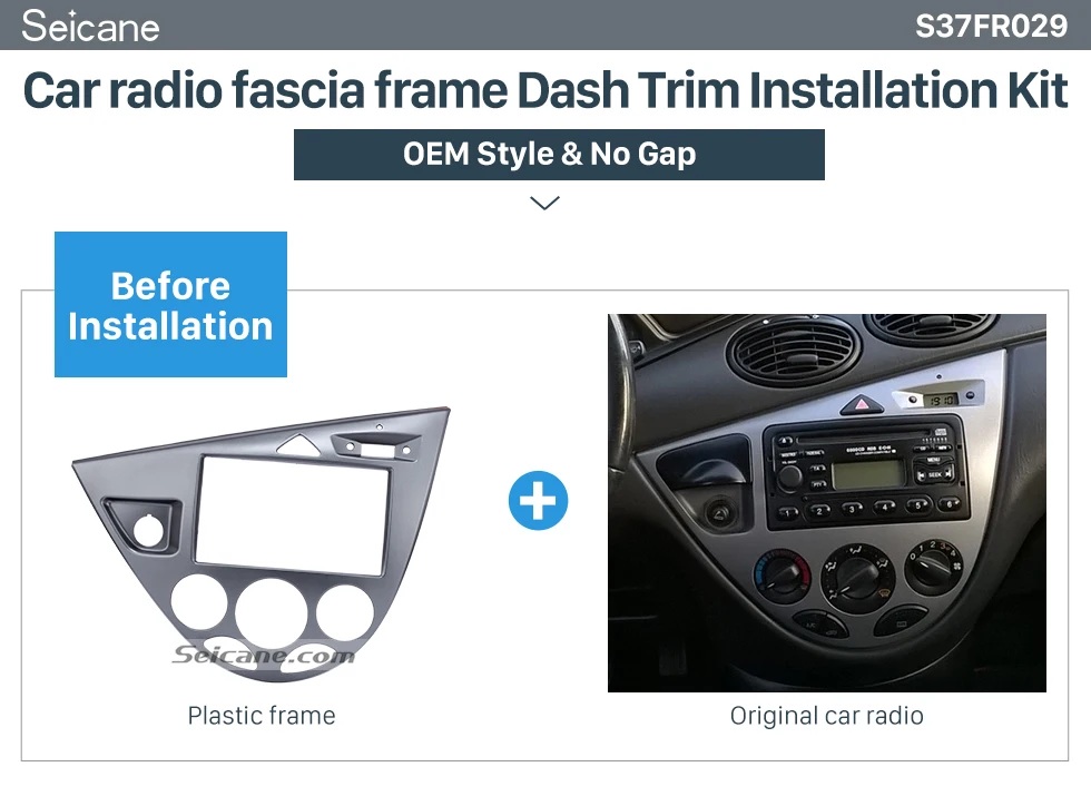 Seicane Серебряный двойной Дин Радио Рамка DVD плеер фасции тире монтажный комплект для 2006 Ford Fiesta Focus Европейский LHD