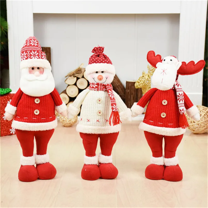  3pcs/lot Santa Claus+Snowman+Elk Doll Christmas Decoration Ornaments Stand Toys New Year Birthday G