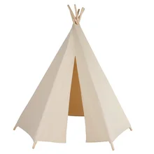 6 полюсов бежевый Вигвама, цветная детская игровая палатка хлопковое полотно вигвама белый театр ткань детская кровать палатки в помещении