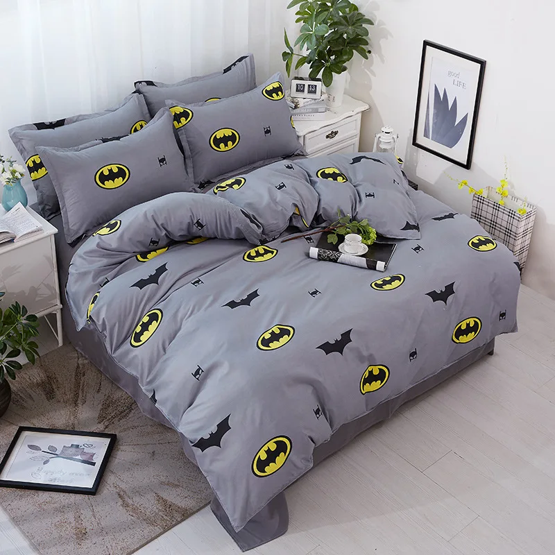 Комплект постельного белья в минималистическом стиле с Бэтменом, мультяшным лесом, геометрическим рисунком, 4 шт./3 шт., набор пододеяльников, мягкое постельное белье из полиэстера