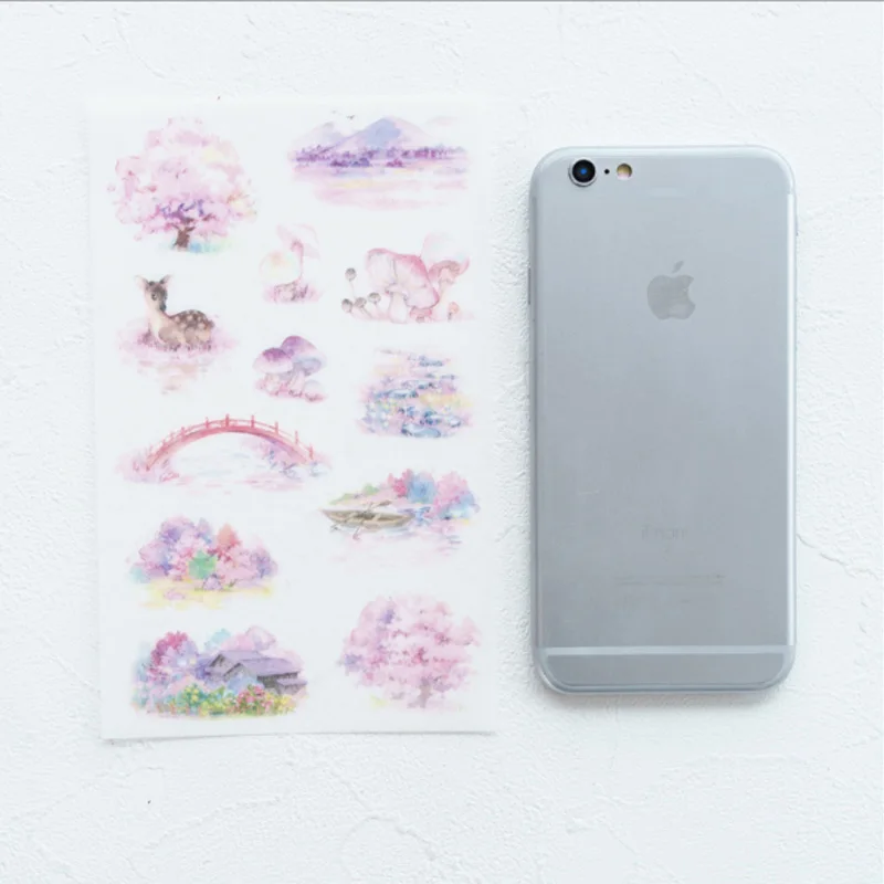 

6 Pcs/lot Cartoon romantic cherry blossom PVC Sticker Decoration diy Diary Scrapbooking Label Sticker Stationery School Supply
