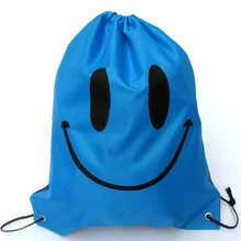 30 шт./лот, женская сумка со смайликом, на шнурке, Оксфорд, водонепроницаемый, милый рюкзак, большая емкость, сумка для путешествий, многоразовая сумка