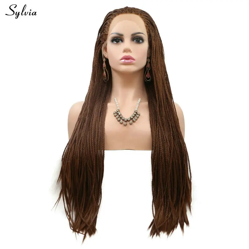 

Sylvia Afro Braided Wig Dark Brown/White Blonde/Blonde Synthetic Lace Front Wigs Natural Hairline Braids Wig for Women Cosplay
