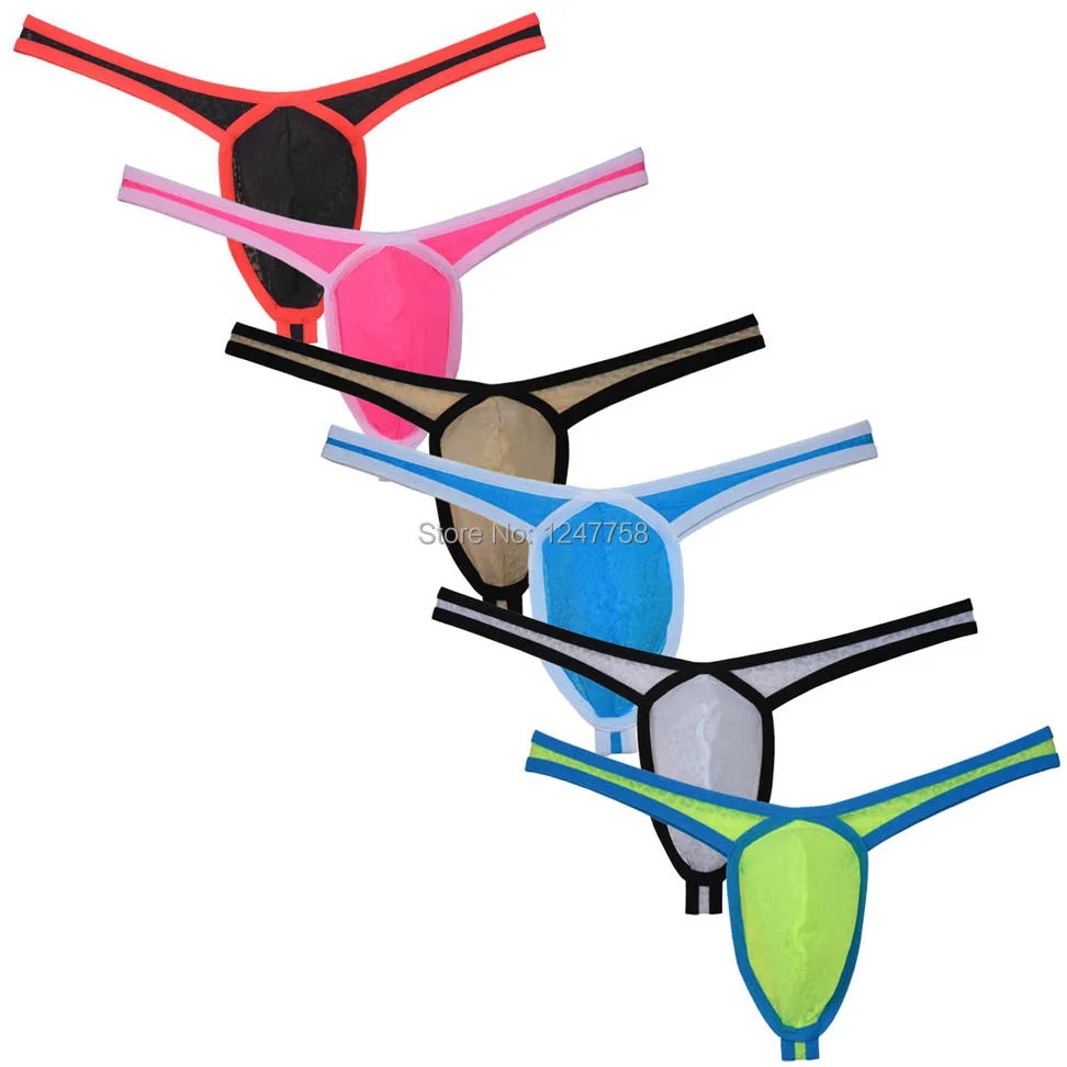 

5Pcs/Lot Brand Men's underwear bulge pouch Lace G-string decorative edging elastic everyday thong