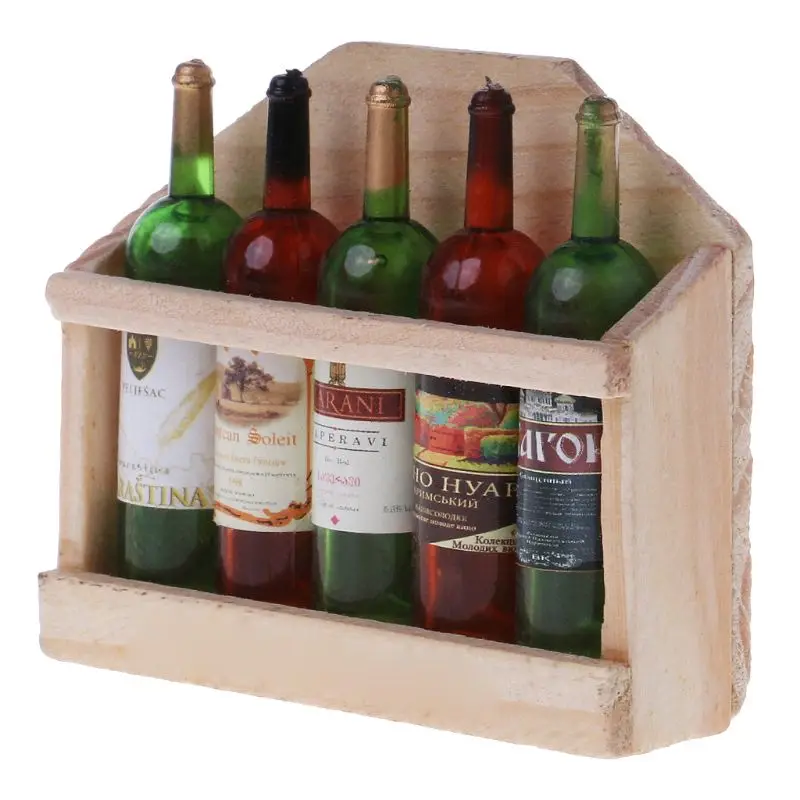 

New Wooden three-dimensional simulation of five bottles fridge magnet Creative simple manual magnetic
