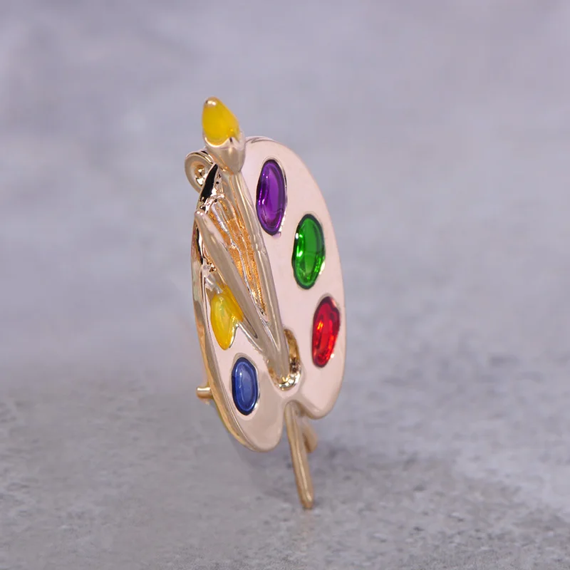 Madrry Realistic Paintbrush Shape Brooches Colorful Enamel Brooch Jewelry Women Men Windbreaker Suit Bag Hat Pin Daily Accessory