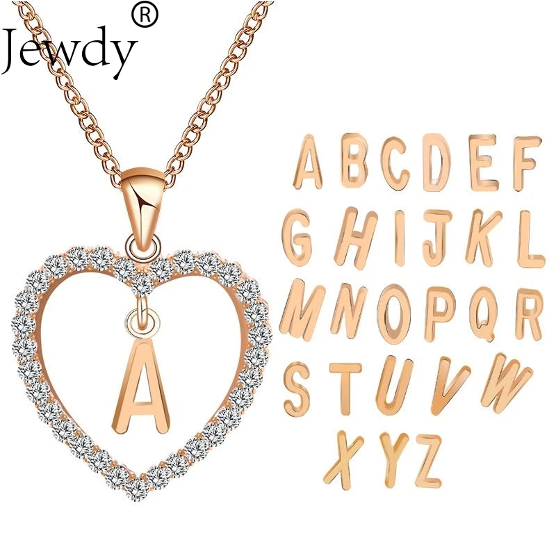Jewdy 26 Letter Personalized Name Jewelry Heart Engrave Letter