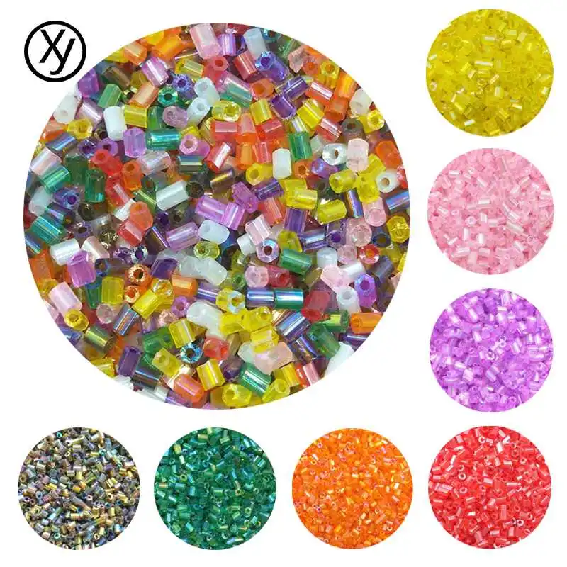

DIY 2mm 500pcs/Lot New Style Cheap Multicolor Cylindrical Hollow Glass Beads for Bracelet Jewelry Accessories Making Wholesale