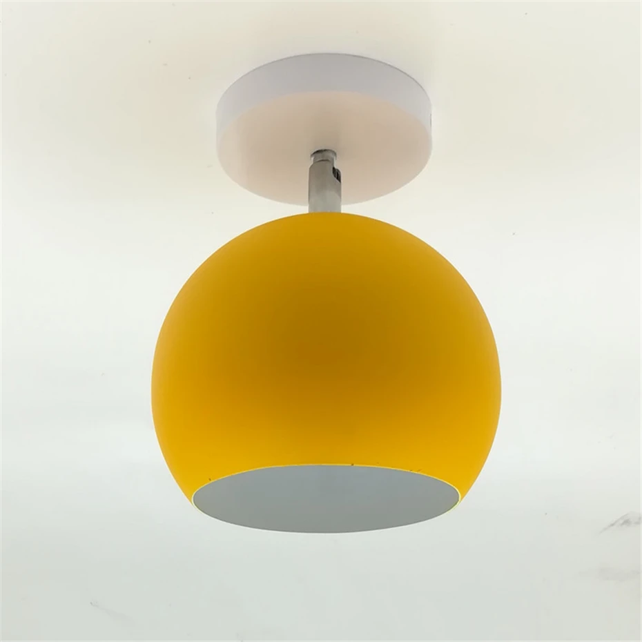 Креативный круглый потолочный светильник E27 Macaron в скандинавском стиле, Современный Железный светодиодный потолочный светильник для гостиной, квартиры, крыльца, коридора, бара