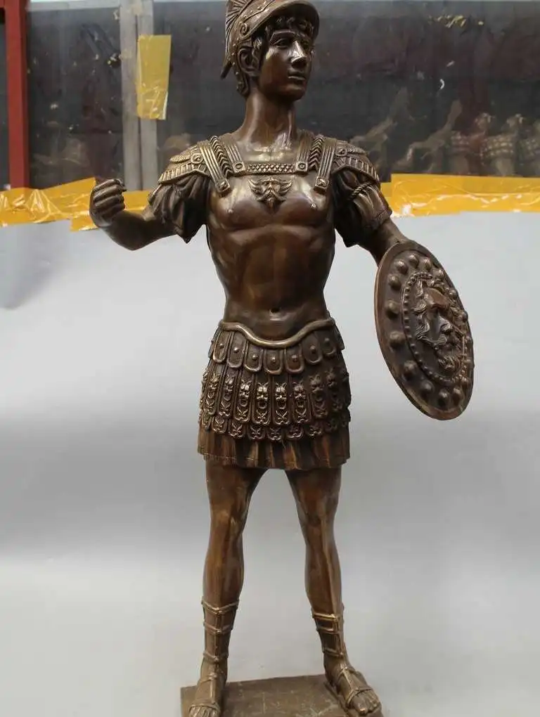 

33"Western Art Bronze Statue Famous Roman warrior shield Statue Sculpture