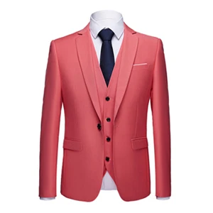 Новейший дизайн пальто брюки модный мужской повседневный деловой костюм комплект из 3 предметов/Мужские костюмы блейзеры брюки жилет - Цвет: 906