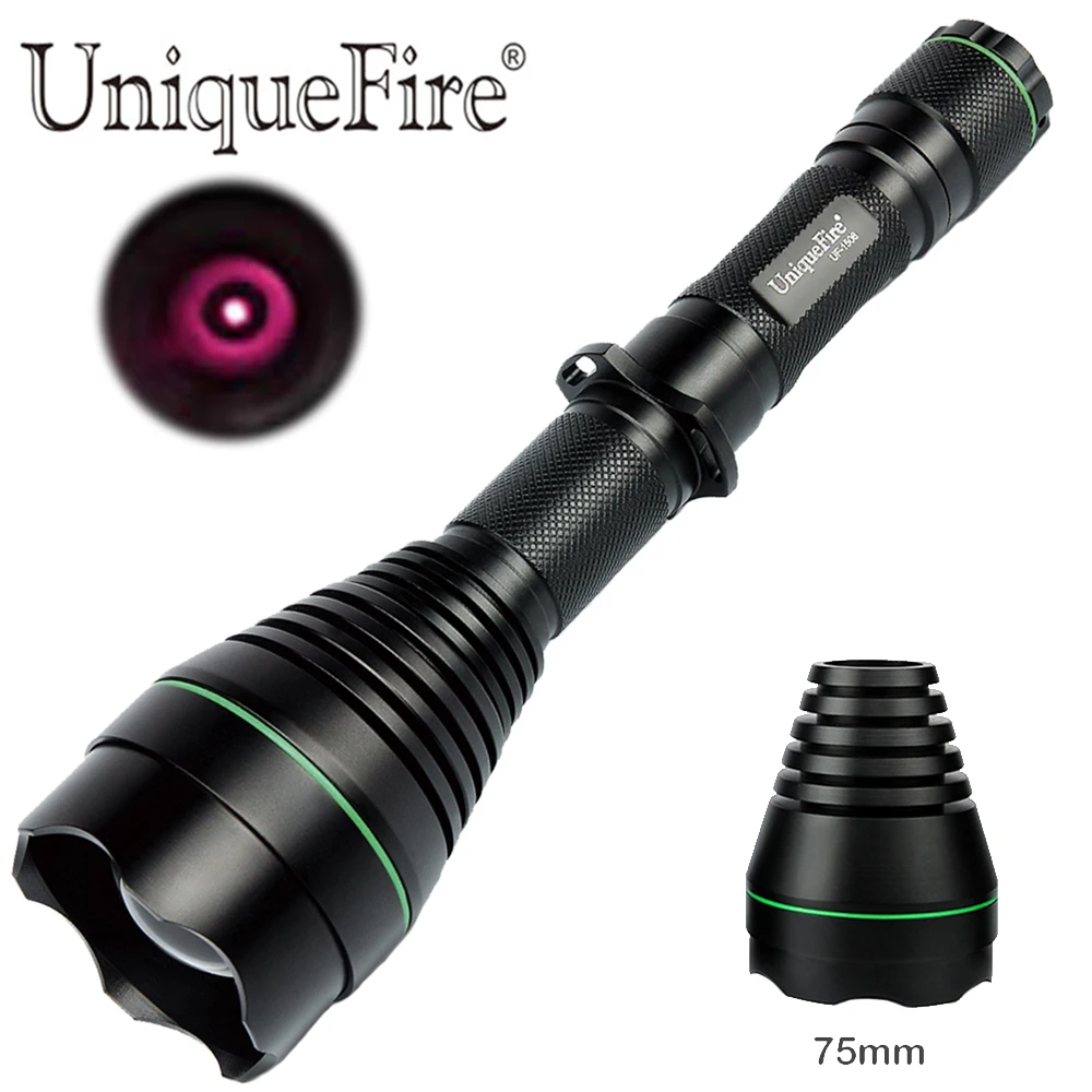 UniqueFire UF фонарик 1508-50 мм IR 850nm Zoom 3 режима Инфракрасный фонарик факел ночного видения лампа + 75 мм голова (Witout Driver)