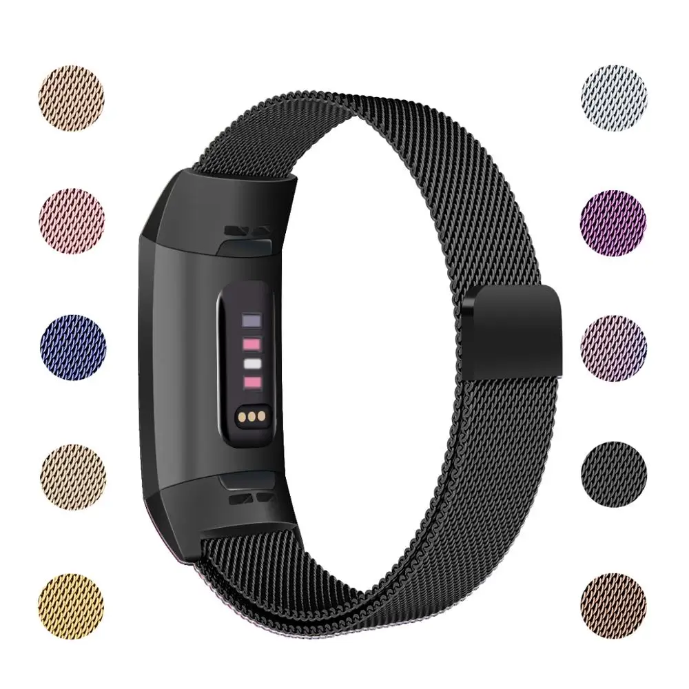 OULUCCI металлический ремешок из нержавеющей стали для браслета Fitbit charge 2 Миланская петля Магнитный Fitbit charge 3 ремешок умный Браслет для женщин и мужчин