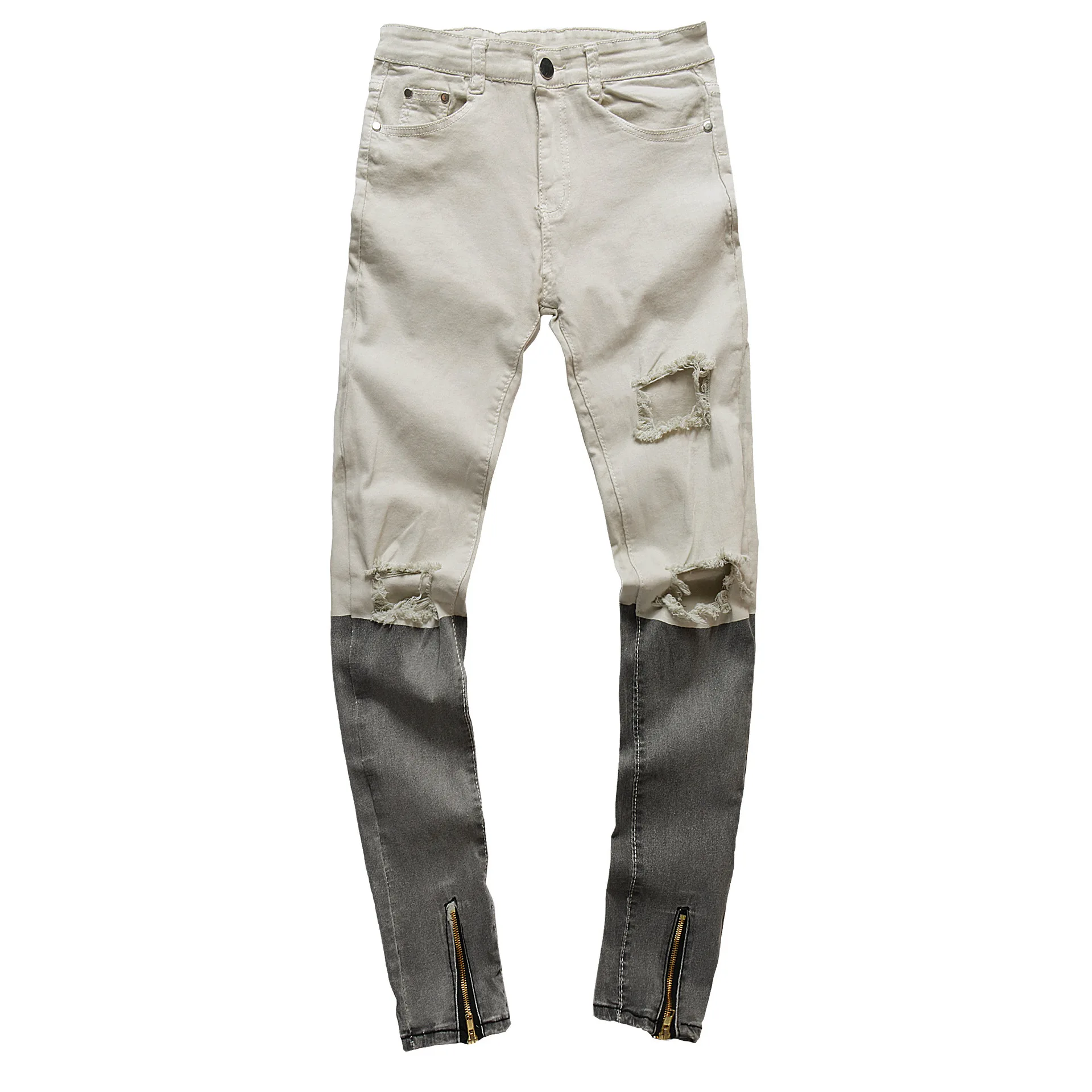 2019 новые весенне-летние мужские джинсы высокого качества, градиентные брендовые джинсы для мужчин, модные штаны с дырками, большие размеры