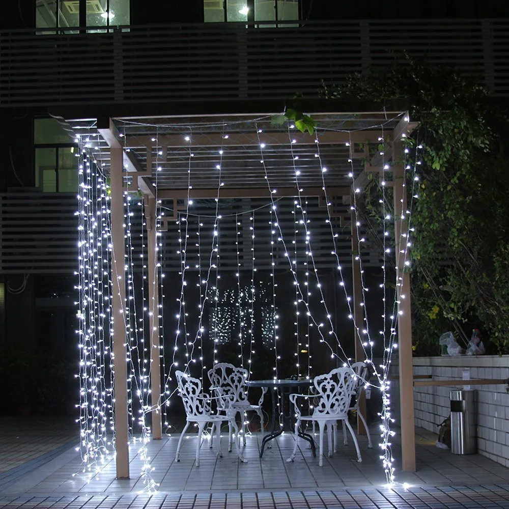 

HNGCHOIGE 1 Set 6x3m 600 LED Indoor Outdoor Curtain Fairy String Light For Wedding Decor Party Garden Square 5 Color