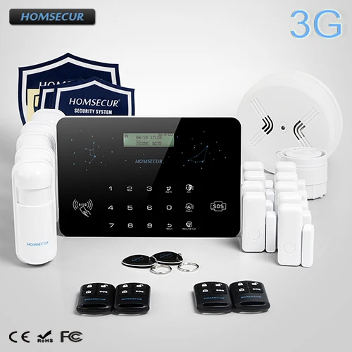 HOMSECUR Wireless Wired LCD 3G WCDMA RFID Burglar Intruder font b Alarm b font System LC03