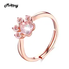 MoBuy MBRI027 Animal Clam Pink Natural Gemstone Rose Quartz Rings 925 Sterling Silver Rose Gold Plated Fine Jewelry For Women