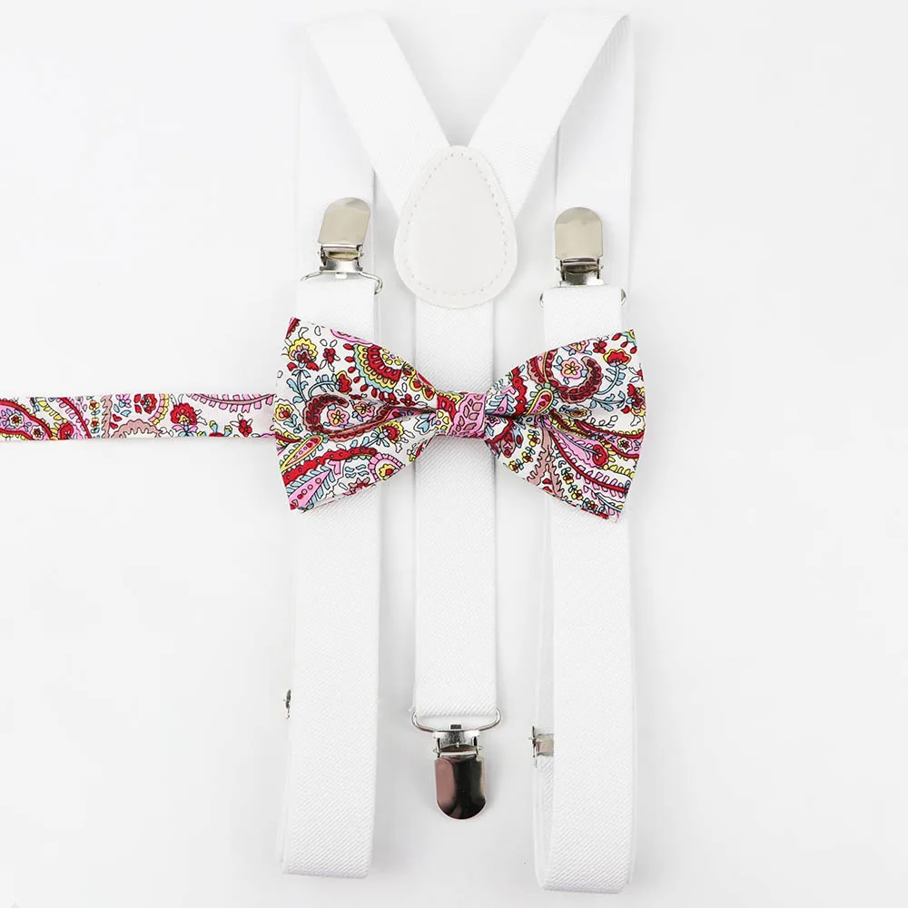 Цветочный галстук-бабочка набор подтяжек Весна мужские однотонные подтяжки уникальный y-обратно хлопок пояс с бабочками регулируемый галстук-бабочка аксессуар специальный - Цвет: Adult 4-6