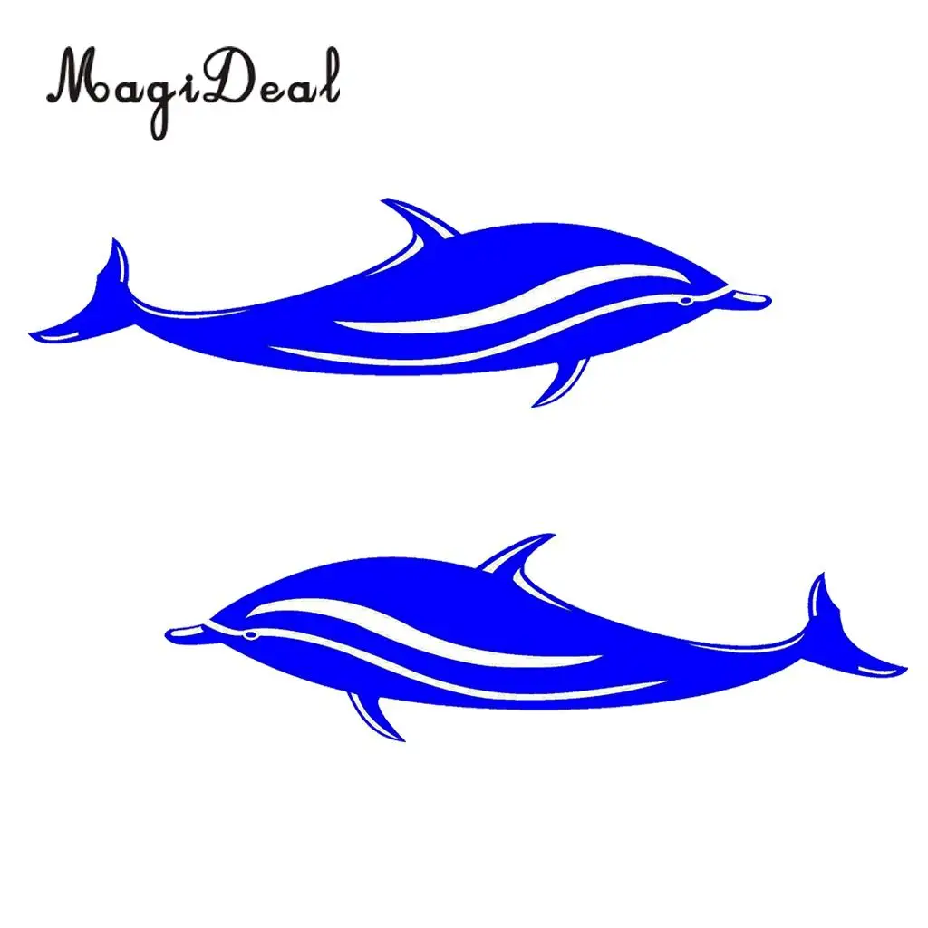 MagiDeal Hot Sale 2Pcs Blue Dolphin Vinyl Decals Stickers for Kayak Canoe Boat Car Surfboard Window Laptops Walls Kayak Stickers