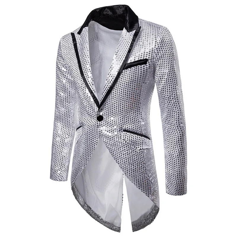 Модные Для мужчин Роскошные блестящие Смокинг, пиджаки Конструкции Золотой костюм с пайетками мужской мальчики блейзер для ночного клуба куртки блесток блеск пальто