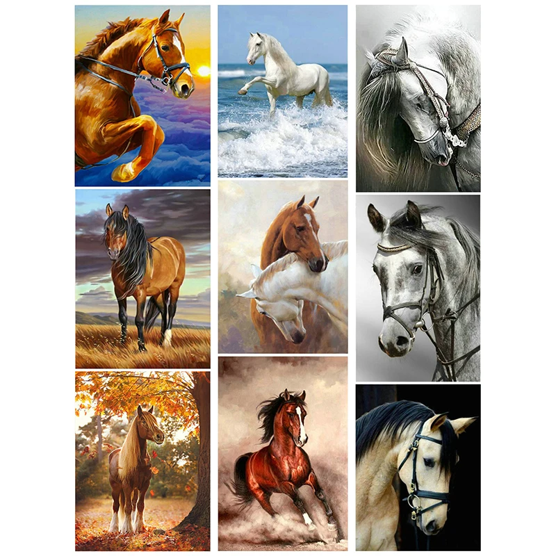 Full-Drill-circular-Diamond-5D-DIY-Diamond-Painting-snow-two-horse-Diamond-Embroidery-Cross-Stitch-Rhinestone