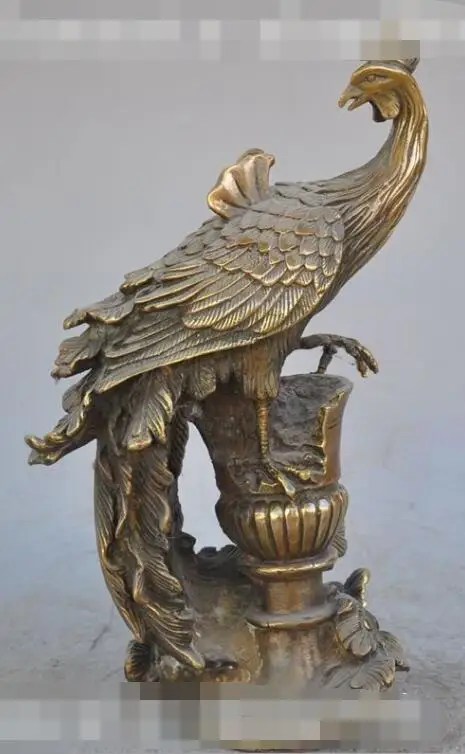 

S06873 11"China FengShui Bronze animal Peacock Phoenix Bird lucky Art Decorative Statue discount 30% (C0324)