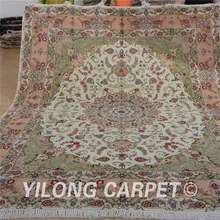 Yilong 8'x10' Античная персидский бежевый ковер ручной работы Изысканный восточный шерсть турецкие ковры(1313