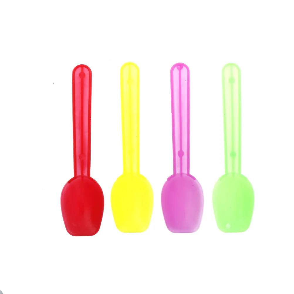 

Wholesale 50pcs/lot 8.6cm Plastic Mini Size Disposable Ice Cream Spoon Tea Spoon Flatware Cutlery Baby Shower Party Supplies