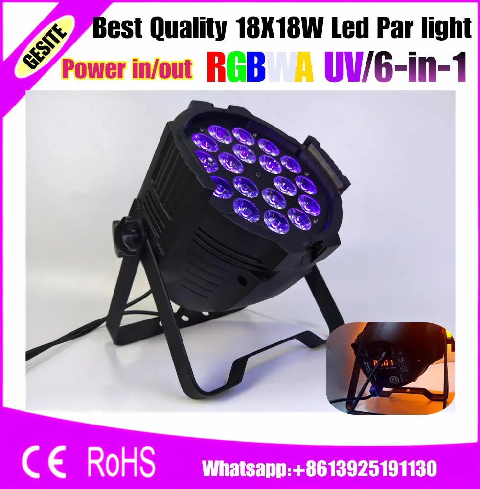 2 шт./Лот 18 шт. * Вт 6 в 1 Quad Color RGBW/RGBA/RGBWAUV LED Par Can с Powercon DMX IN OUT|led par|led par canled rgba |