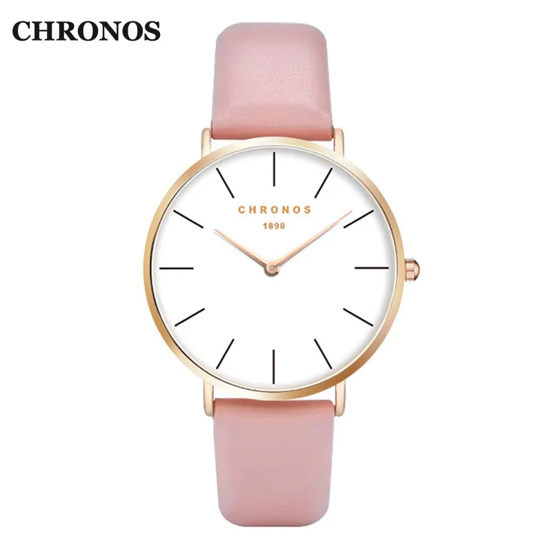 CHRONOS Ladies Watches Leather Strap Fashion Casual Women Watches Thin Quartz Watch Men Reloj Mujer Relogio Masculino CHRONOS Ladies Watches Leather Strap Fashion Casual Women Watches Thin Quartz Watch Men Reloj Mujer Relogio Masculino
