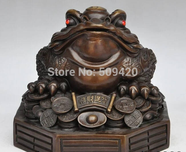 

chinese bronze Wealth and fortune money coin ingot Golden Toad bufo lucky statue