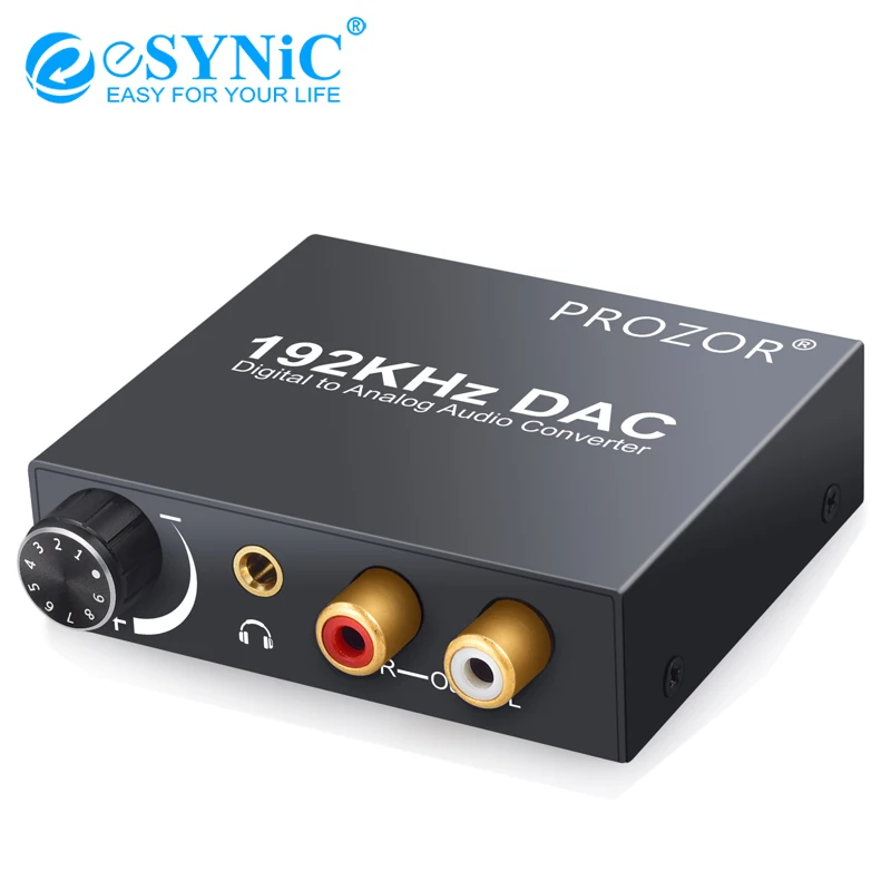 

192kHz Aluminum DAC Converter With Volume Adjusting Switch Coaxial Toslink To Analog Stereo L/R RCA 3.5mm Jack Audio Converter