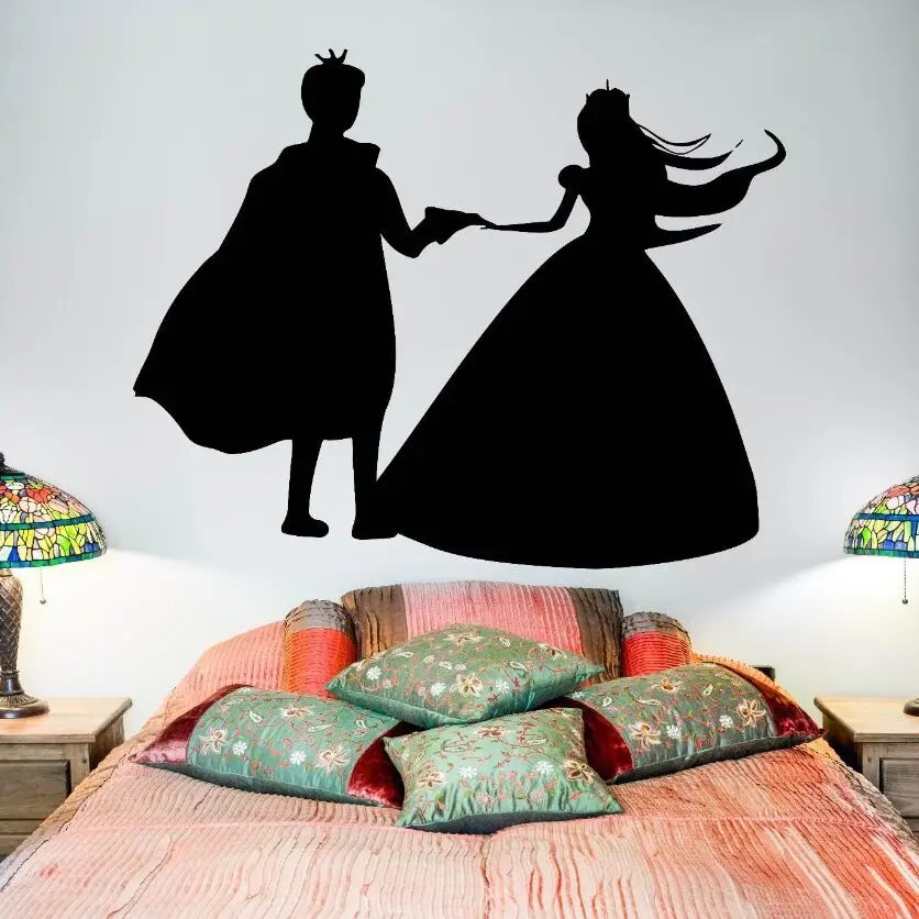 

Vinyl Wall Mural Prince And Princess Fairytale Vinyl Wall Sticker Love Couple Style Wall Decal Home Bedroom Decoration AY1030