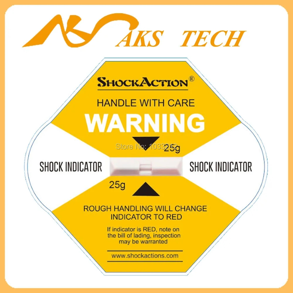 New version shockaction model 25g shock indicator in packaging labels
