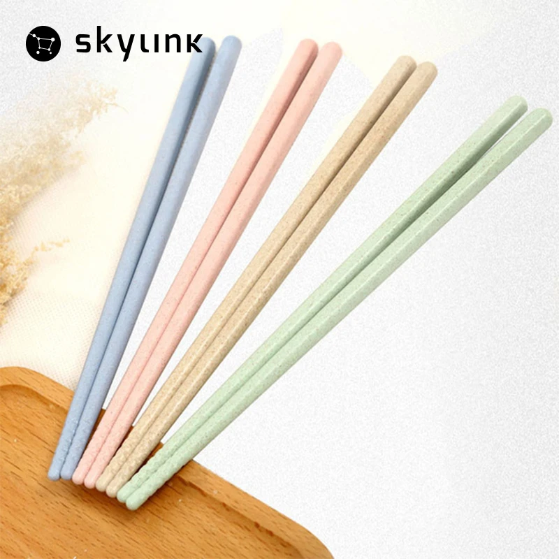 Modern 4 Pairs Wheat Straw Square Chopsticks Chinese Stylish Healthy