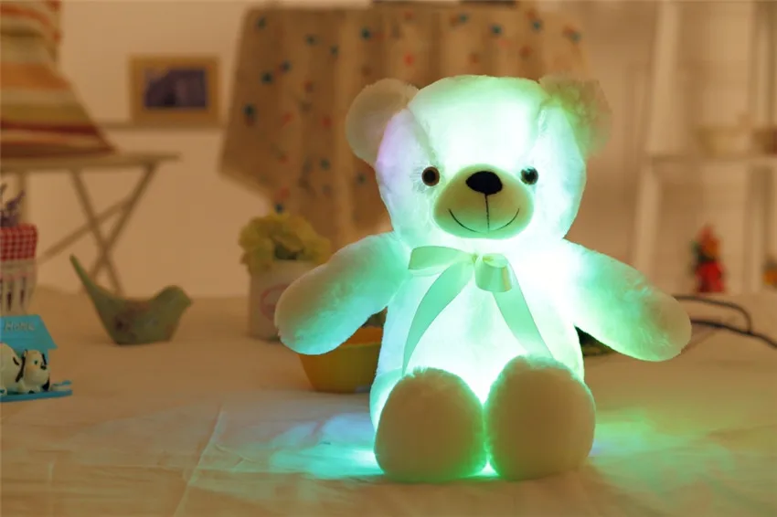 Большой красочный светящиеся Teddy Bear светящиеся плюшевые игрушки Kawaii свет светодио дный мишка мягкие игрушки куклы для детей