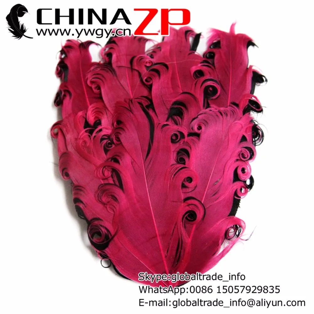 

CHINAZP Factory Wholesale Price 50pcs/lot Beautiful Hot Pink and Black Curly Nagorie DIY Feathers Pad