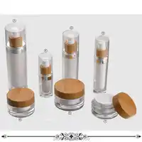 10 stks/partij 15 ml 30 ml 60 ml 120 ml Lege Arcylic Cosmetische Lotion Fles, 30g 50g Hoge Klasse Bamboe Zalfpotje, Masker Opslag Pot