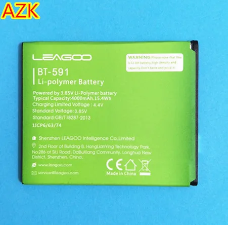 AZK Новый 3 85 V 4000mAh kiicaa мощность BT 591 Аккумулятор для leagoo power 5 0 дюймовый аккумулятор