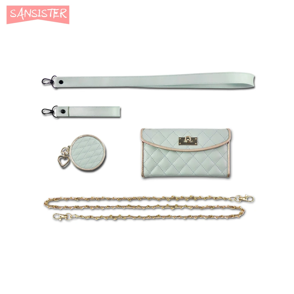 

Sansister Brand diary case new color series for iPhone 8 ip 7 ip 6 iP x with make up mirror have coin purse and shoulder strap