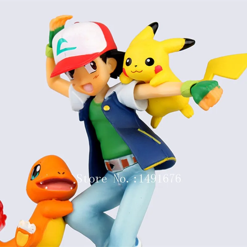 Pocket Monster Ash Ketchum и Pikachu 10 см модель игрушки Аниме ПВХ фигурка для детей подарок на день рождения