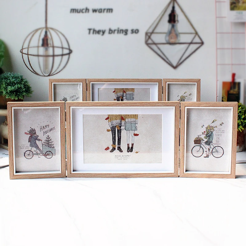 

Triple Folding Frames Nordic Style Family Photo Frames 6 /7 Inch Combination Picture Frames Set Home Decor Ornaments marco foto