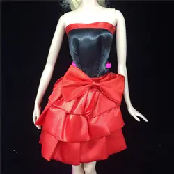 Черный, красный бантом платье для благородный Барби ручной работы модная праздничная одежда платье eg028