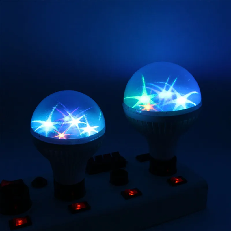 ZjRight E27 светодиодные лампы RGB Звездные огни авто вращение праздничные сказочные