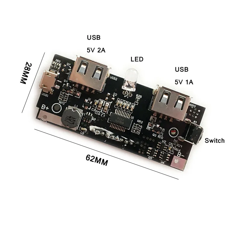 DIY Slim 10000 mAh Power Bank Decode Board Portable Ultra-thin Powerbank Charging Module 3A USB LED Light for Mobile Phone MP3