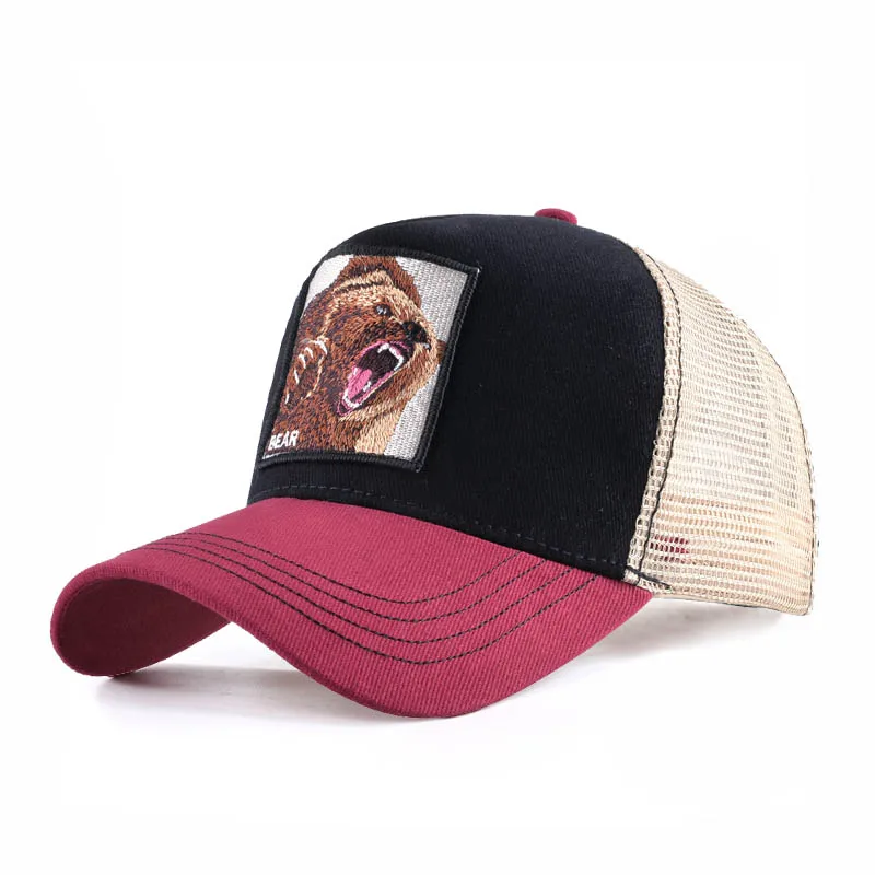 

High Quality Animals Bear Embroidery Baseball Caps Cotton Mesh cap Snapback Cap Baseball Cap For Men Women Hip Hop Dad Hat Bone