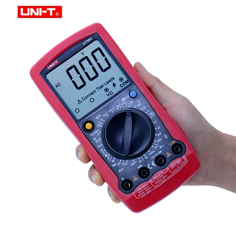 Digital Multimeter Temperatur Frequenz Kapazität Diode Transistor AC UNI-T UT58C