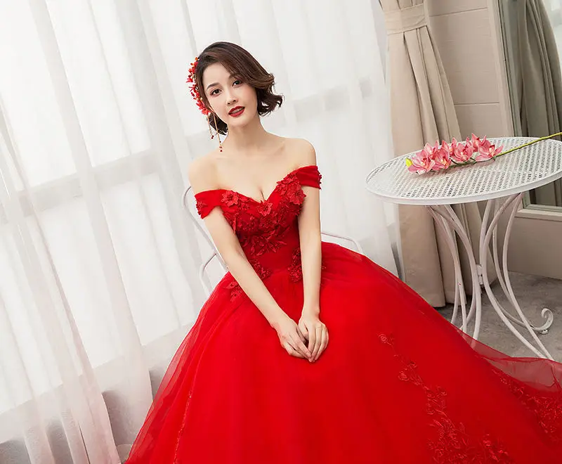 Платье для выпускного вечера г. Mrs Win красное бальное платье с открытыми плечами 4 цвета винтажное пышное платье для выпускного вечера роскошное платье F